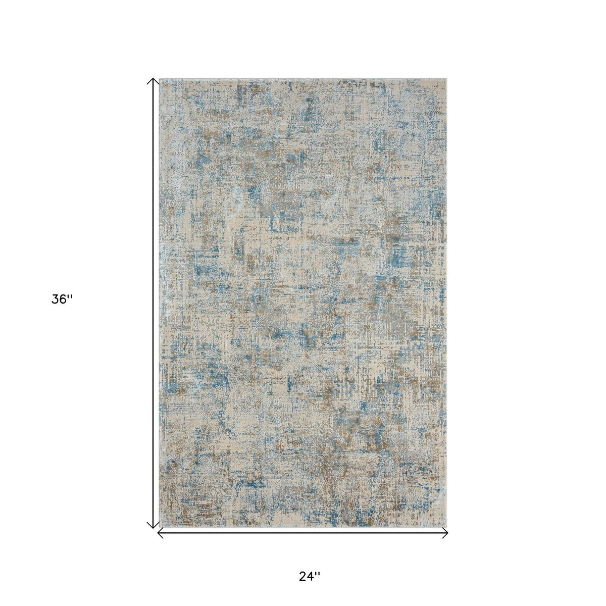 2' X 3' Blue and Ivory Abstract Area Rug W2B
