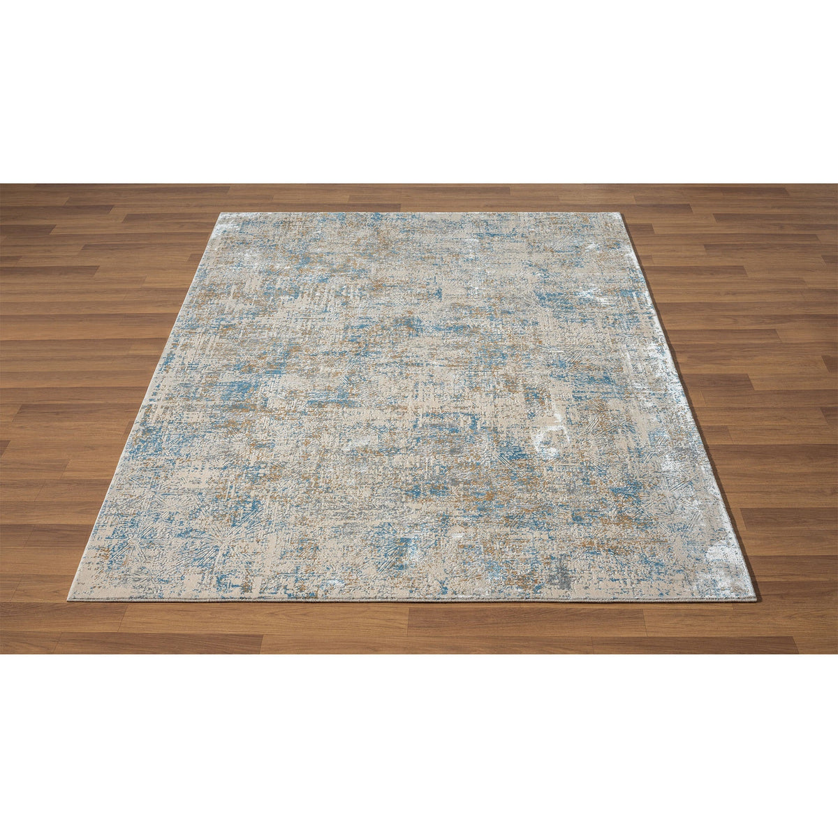 2' X 3' Blue and Ivory Abstract Area Rug W2B