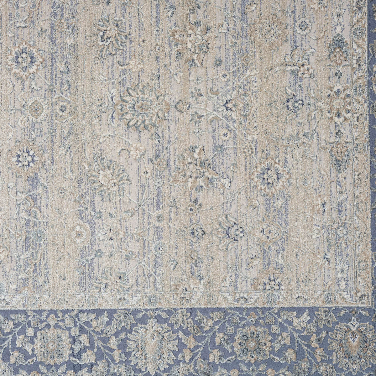 2' X 3' Blue and Beige Floral Area Rug W2B