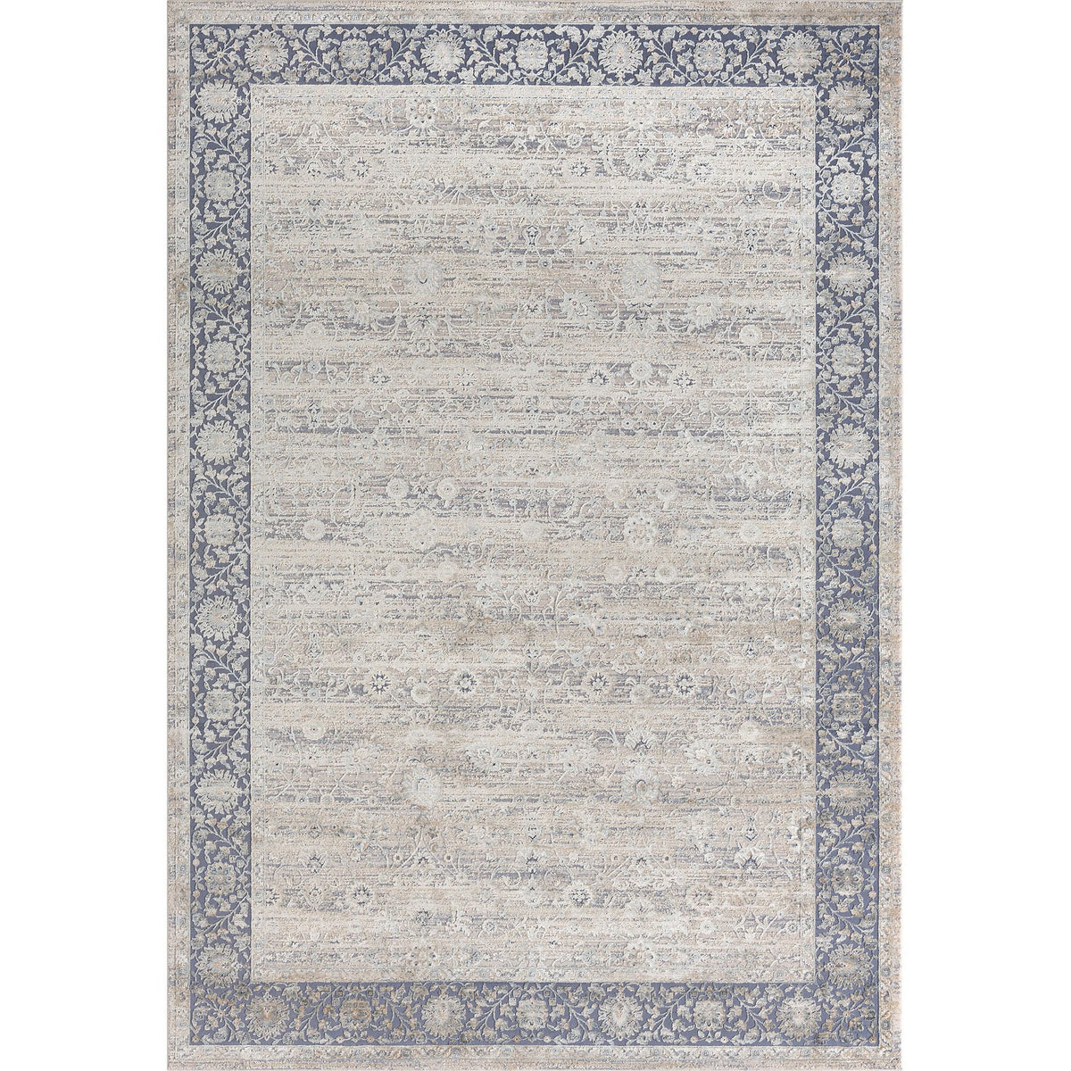 2' X 3' Blue and Beige Floral Area Rug W2B