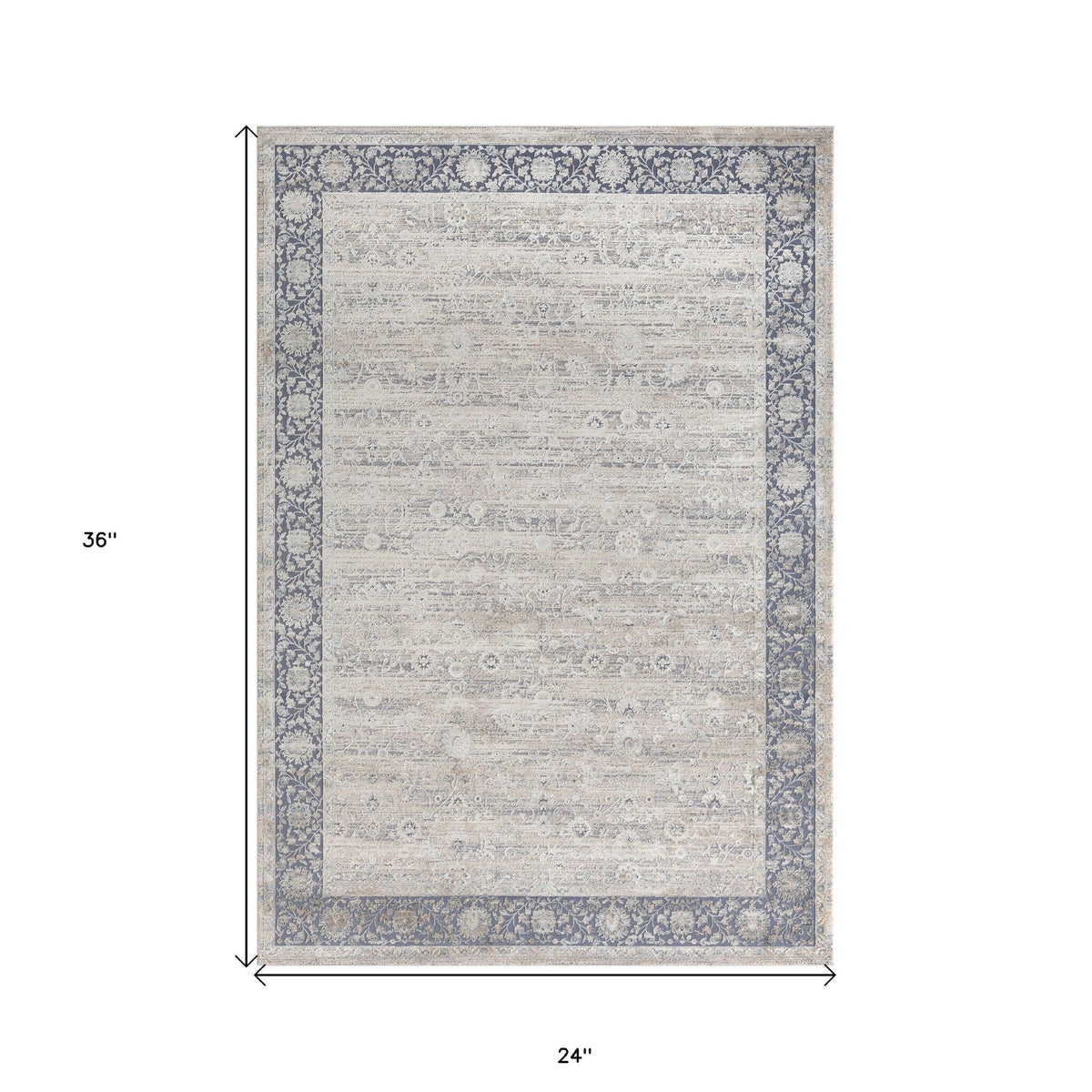 2' X 3' Blue and Beige Floral Area Rug W2B
