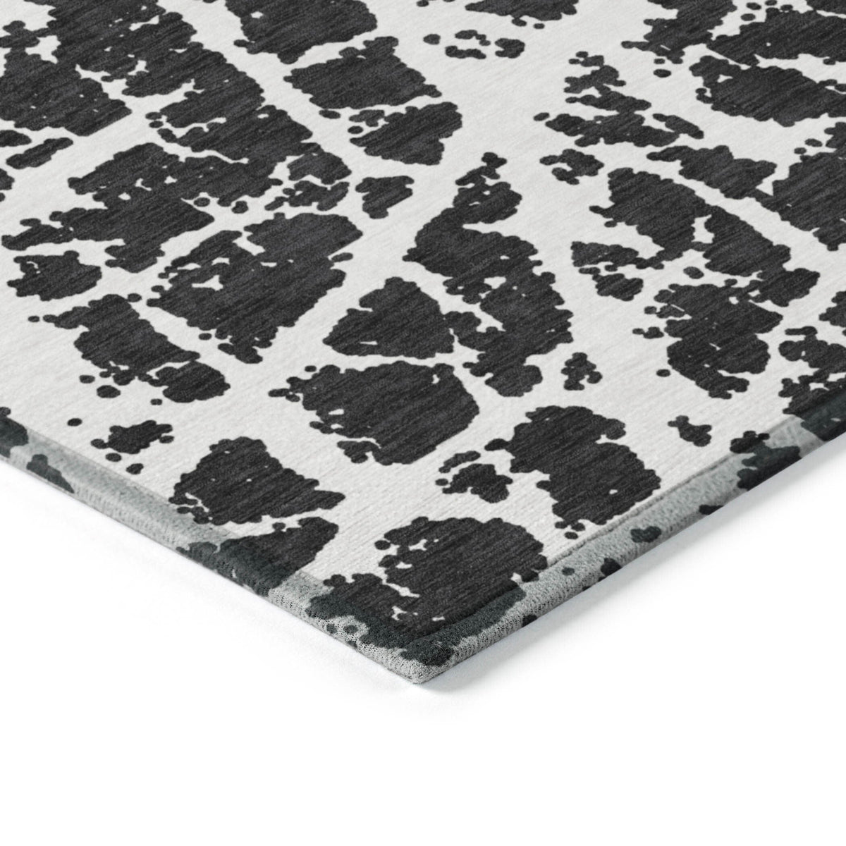 8' Runner Black and White Abstract Washable Non Skid Indoor Outdoor Runner Rug W2B