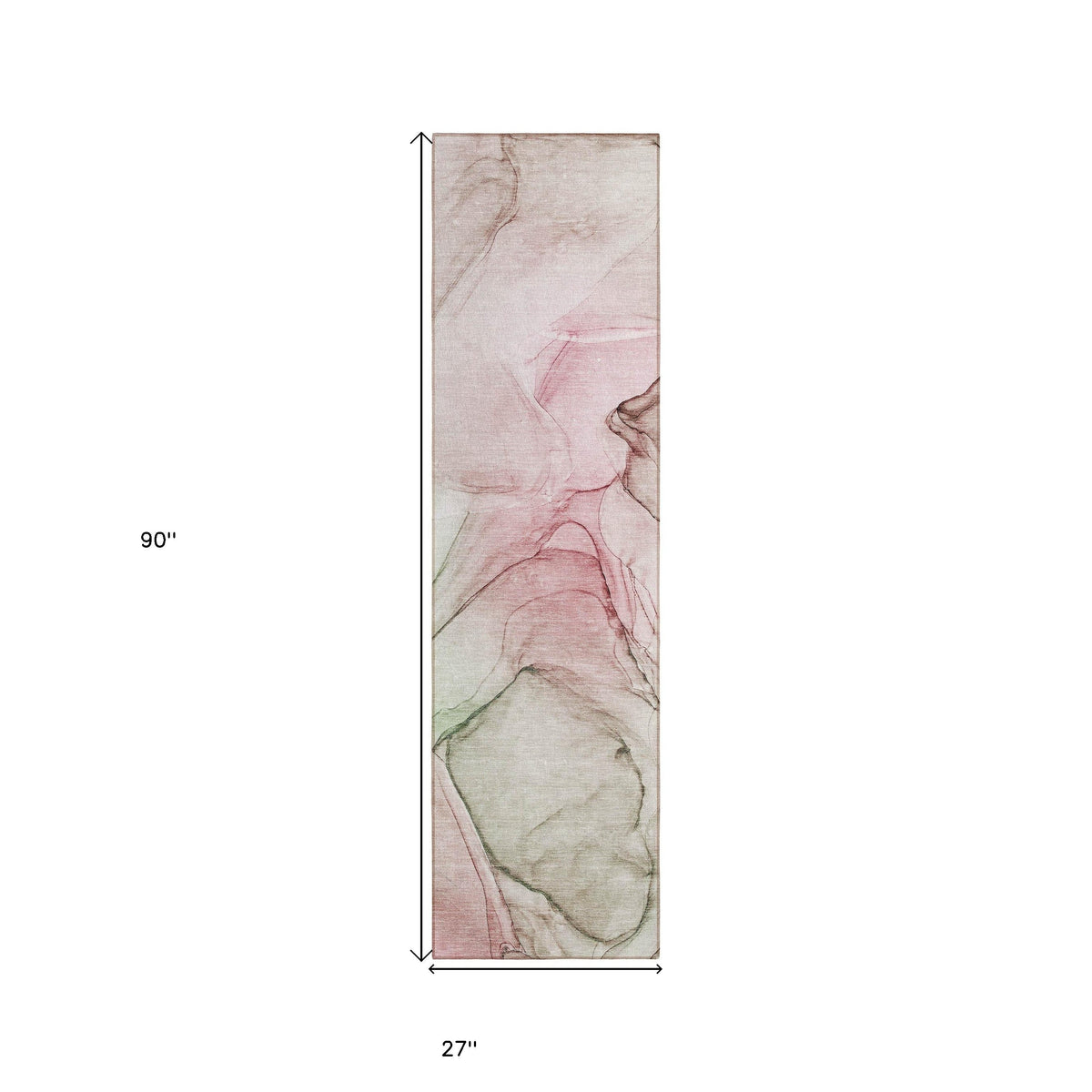8' Runner Gray and Pink Abstract Washable Non Skid Indoor Outdoor Runner Rug W2B