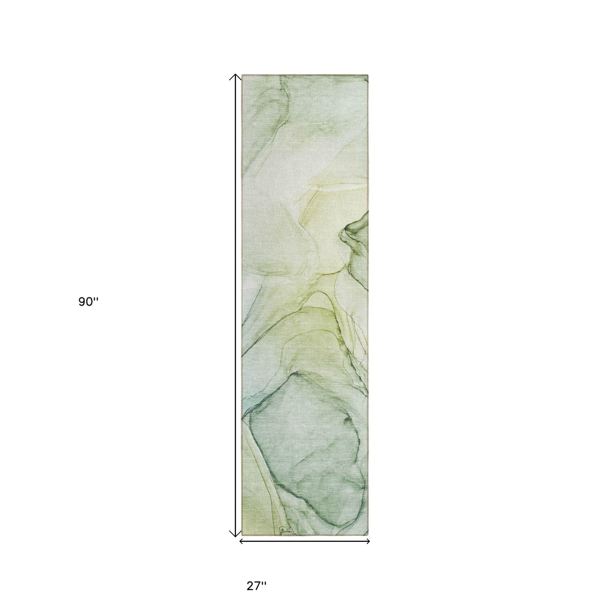 8' Runner Green Abstract Washable Non Skid Indoor Outdoor Runner Rug W2B