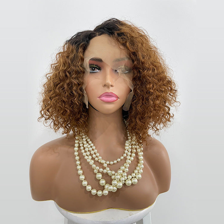 Cross-border E-commerce Exclusively For Ombre Curly Bobo1b30 Human Hair Lace Wig CJD