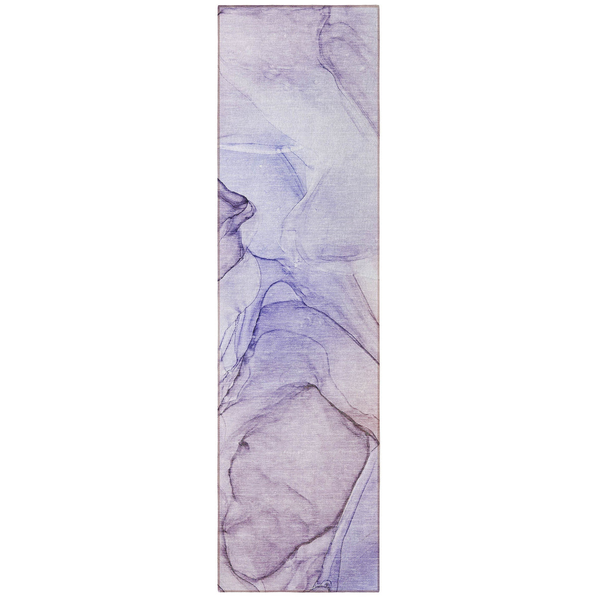 2' X 8' Gray and Purple Abstract Washable Non Skid Indoor Outdoor Runner Rug W2B