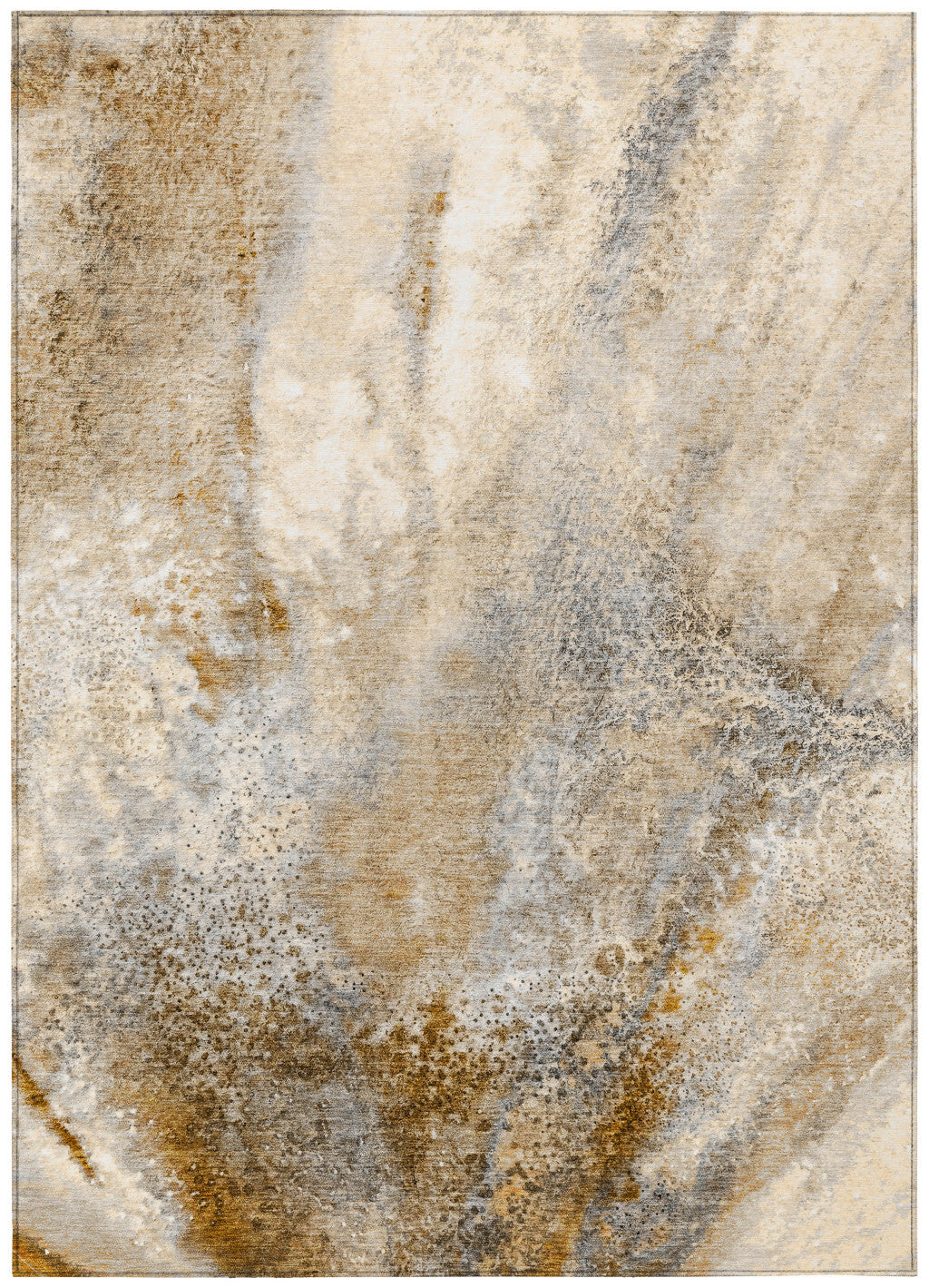 3' X 5' Brown Abstract Washable Non Skid Indoor Outdoor Area Rug W2B