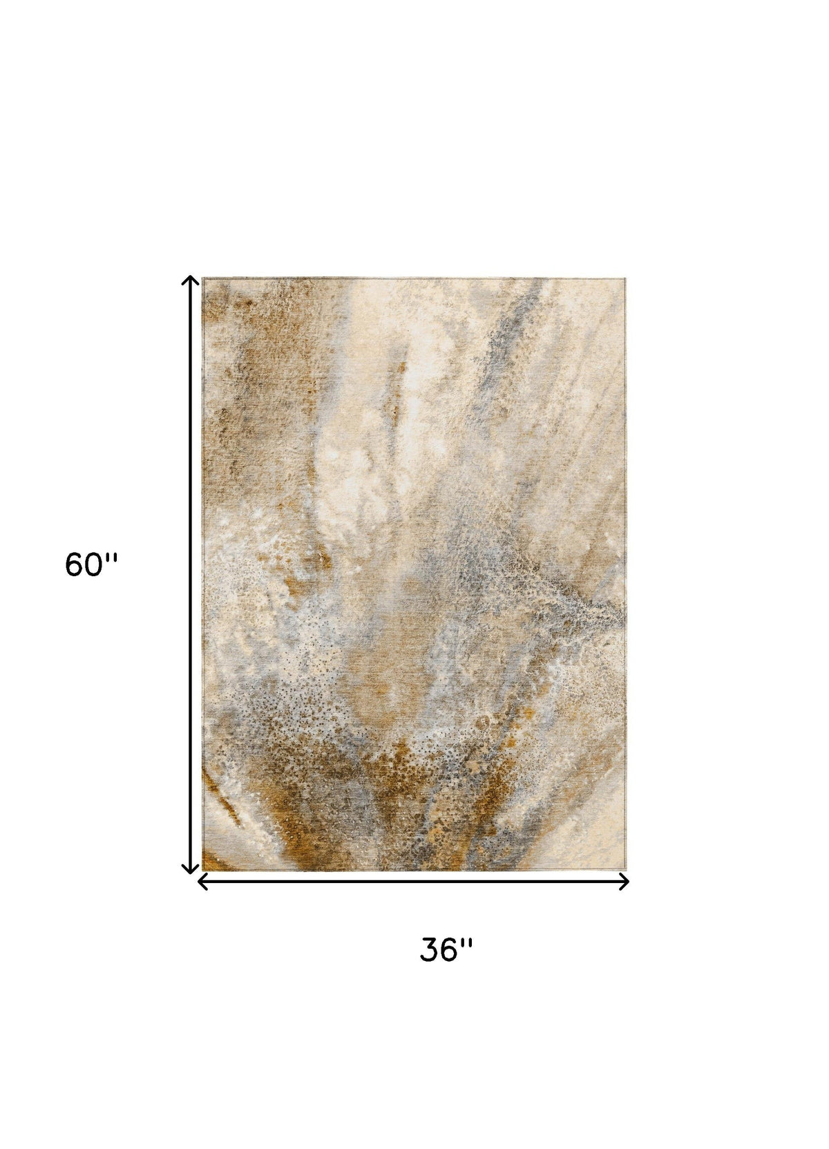 3' X 5' Brown Abstract Washable Non Skid Indoor Outdoor Area Rug W2B