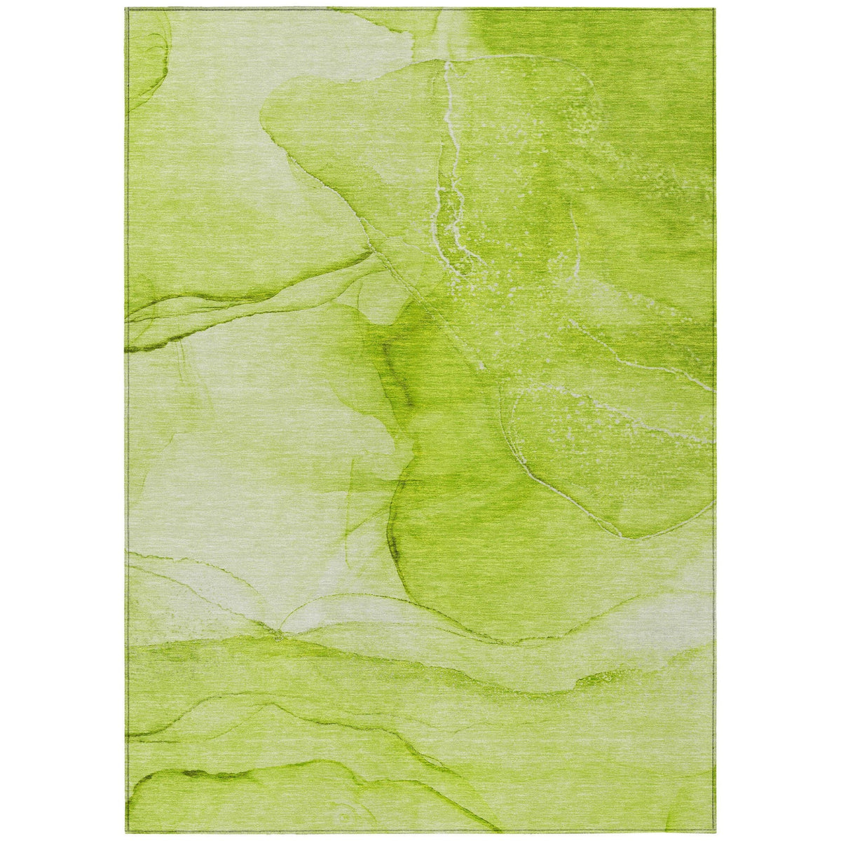 3' X 5' Green Abstract Washable Non Skid Indoor Outdoor Area Rug W2B