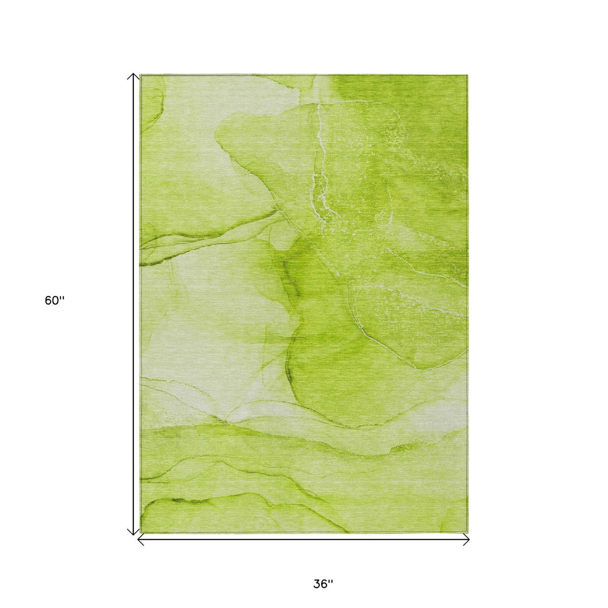 3' X 5' Green Abstract Washable Non Skid Indoor Outdoor Area Rug W2B
