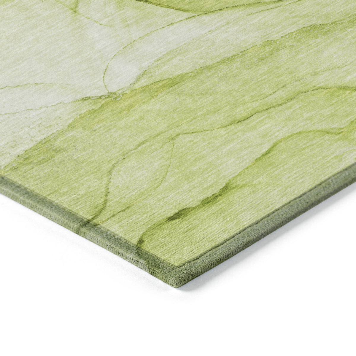 3' X 5' Green Abstract Washable Non Skid Indoor Outdoor Area Rug W2B