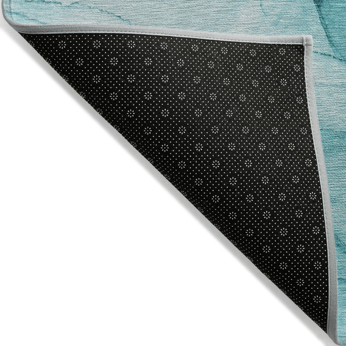 8' Runner Teal Abstract Washable Non Skid Indoor Outdoor Runner Rug W2B
