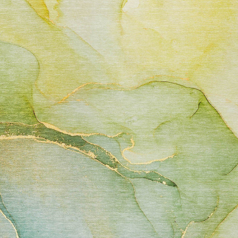 3' X 5' Green Abstract Washable Non Skid Indoor Outdoor Area Rug W2B