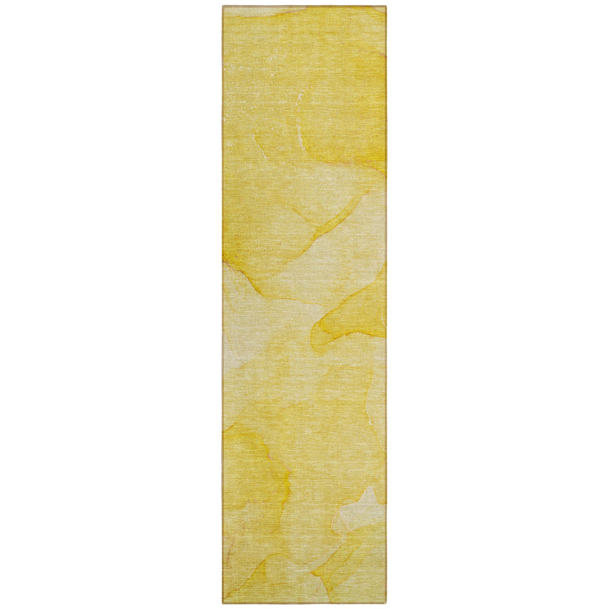 2' X 8' Gold Abstract Washable Non Skid Indoor Outdoor Runner Rug W2B
