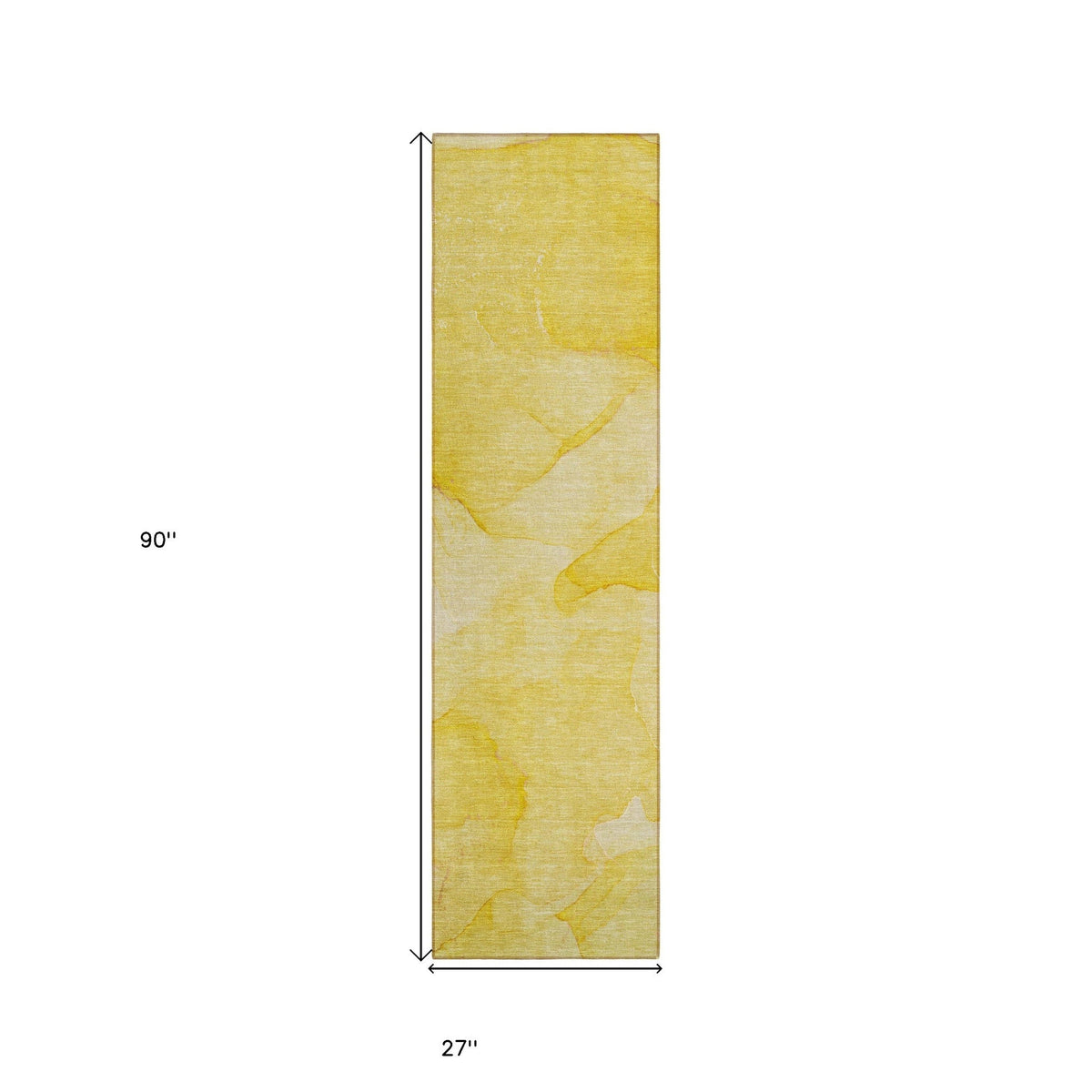 2' X 8' Gold Abstract Washable Non Skid Indoor Outdoor Runner Rug W2B