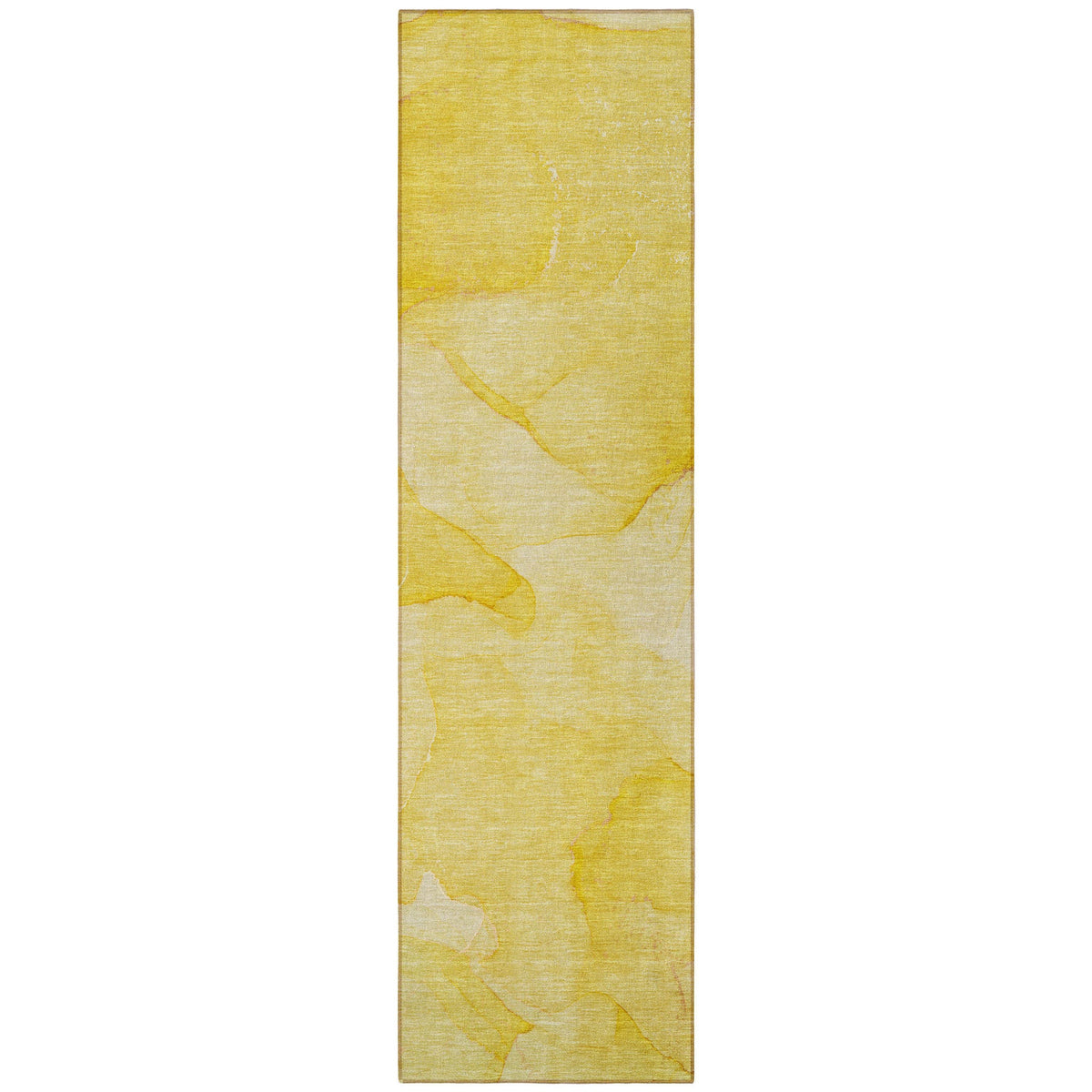 2' X 8' Gold Abstract Washable Non Skid Indoor Outdoor Runner Rug W2B