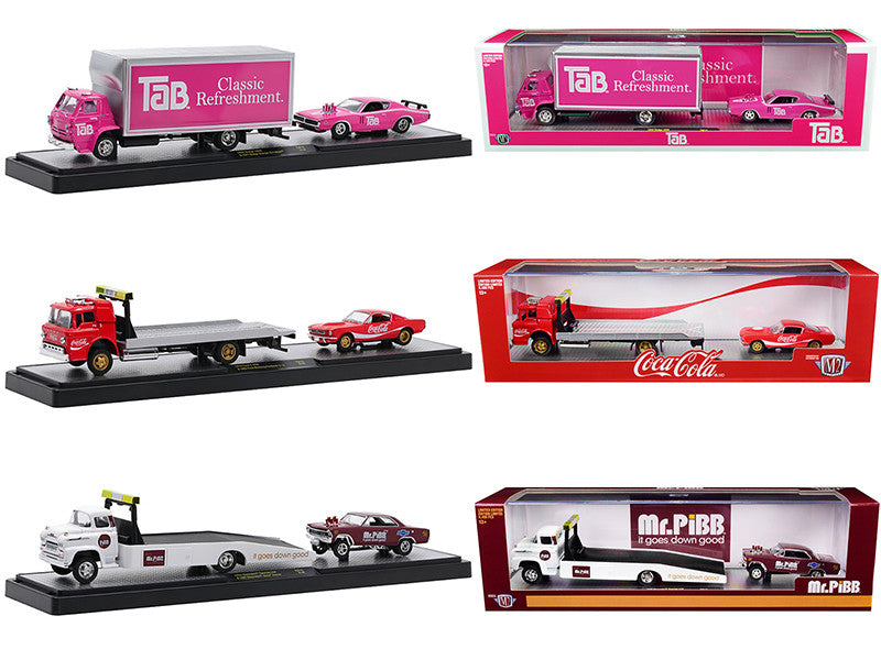 Auto Haulers "3 Sodas" Set of 3 pieces Release 15 Limited Edition to 8400 pieces Worldwide 1/64 Diecast Model Cars by M2 Machines-0