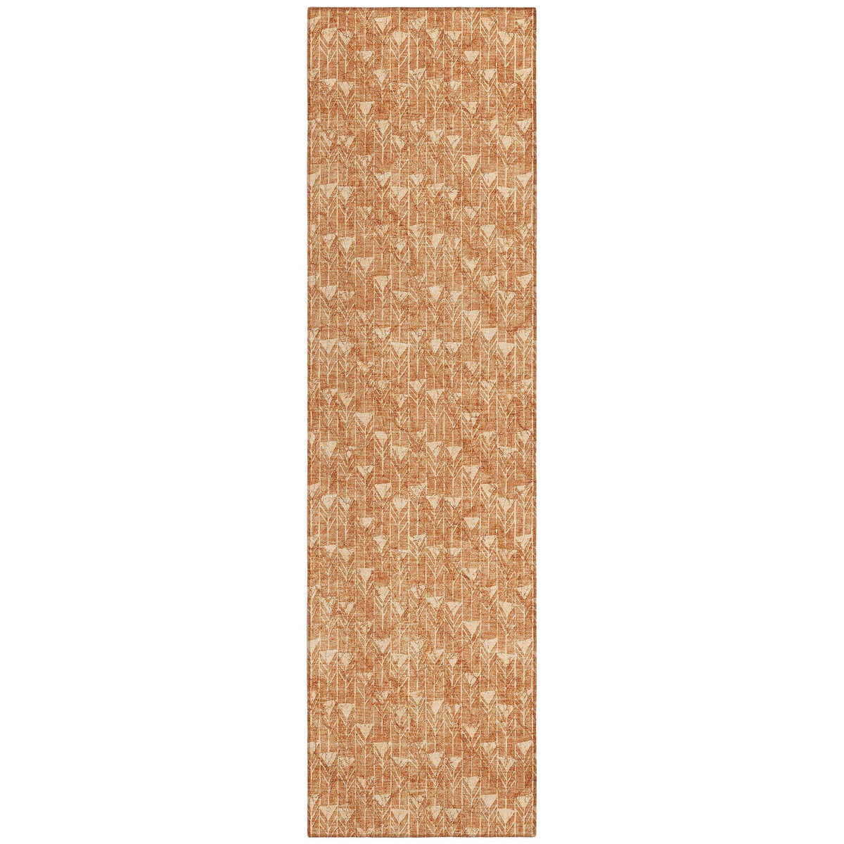 8' Runner Bronze Geometric Washable Non Skid Indoor Outdoor Runner Rug W2B