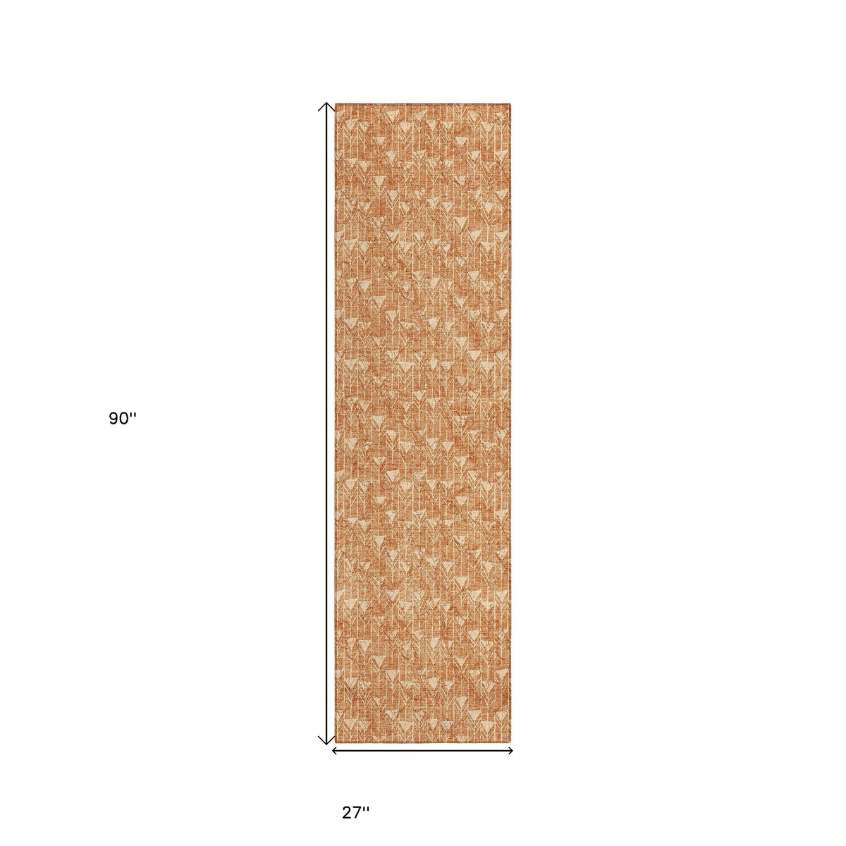 8' Runner Bronze Geometric Washable Non Skid Indoor Outdoor Runner Rug W2B