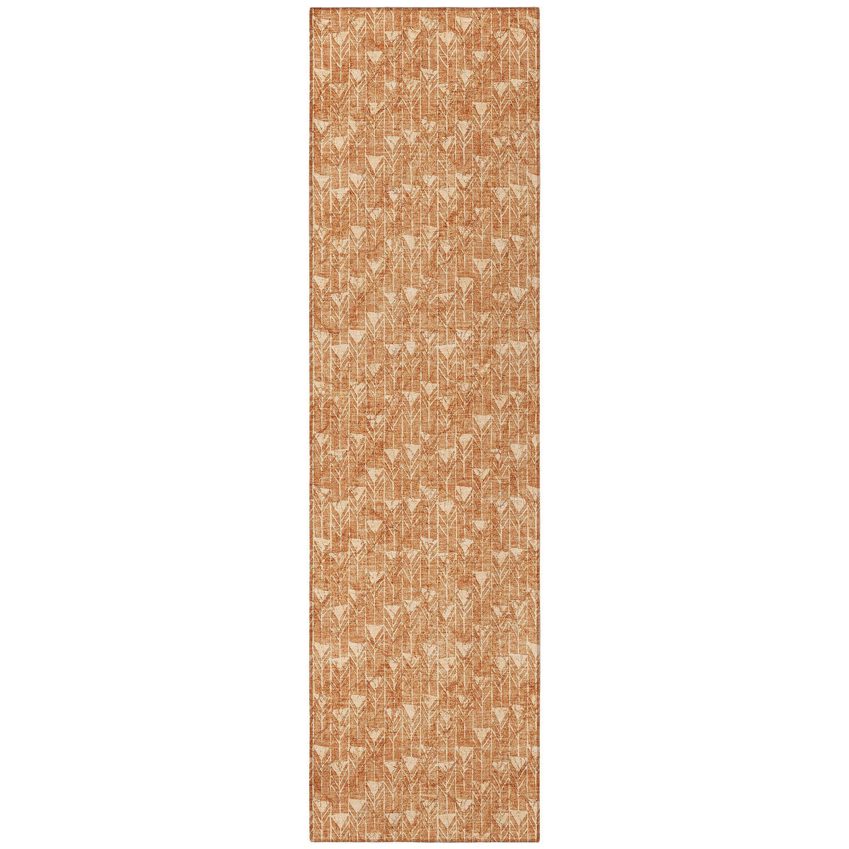 8' Runner Bronze Geometric Washable Non Skid Indoor Outdoor Runner Rug W2B