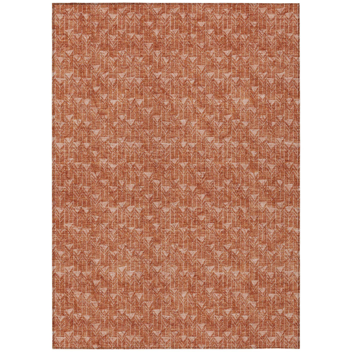 3' X 5' Terra Cotta Geometric Washable Non Skid Indoor Outdoor Area Rug W2B