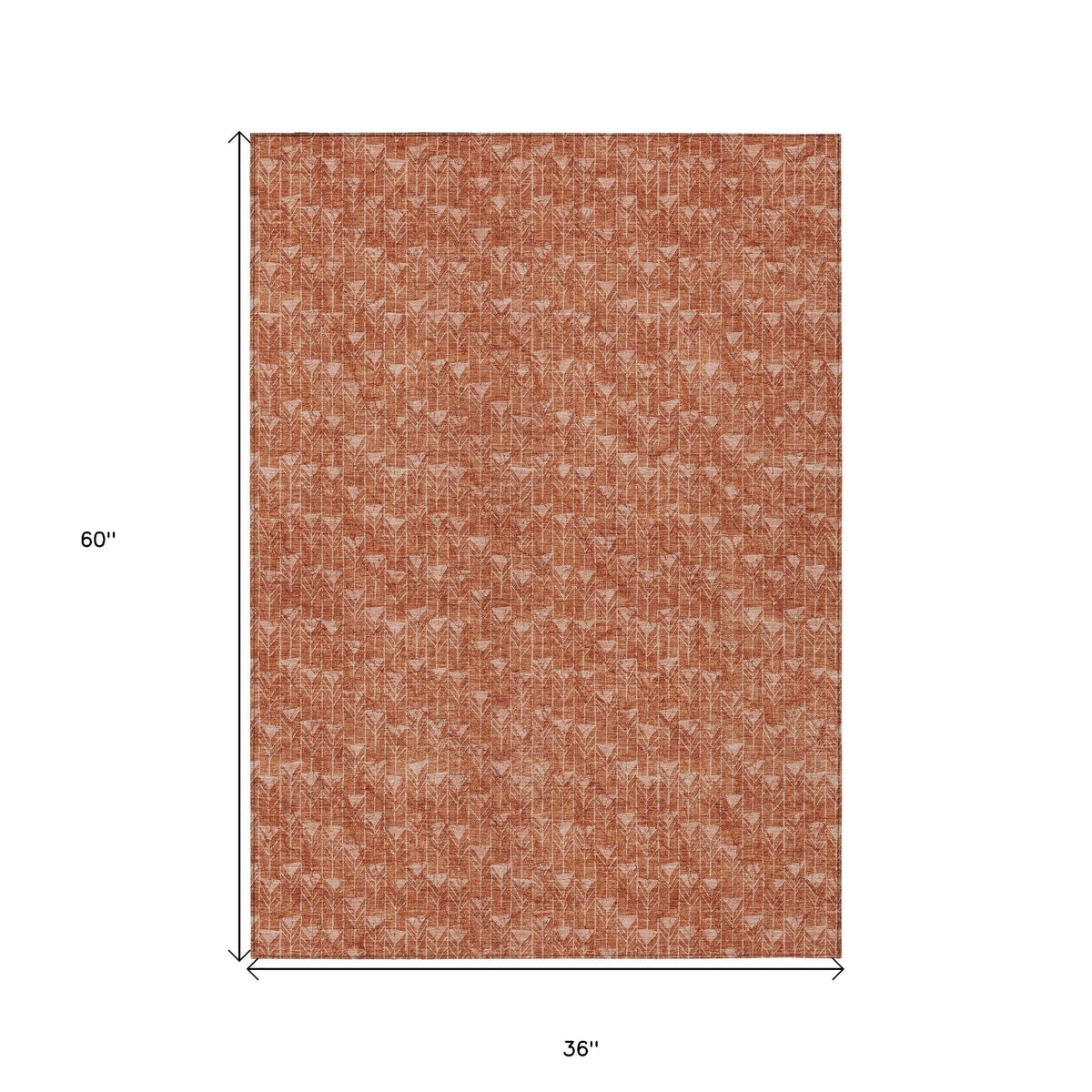 3' X 5' Terra Cotta Geometric Washable Non Skid Indoor Outdoor Area Rug W2B