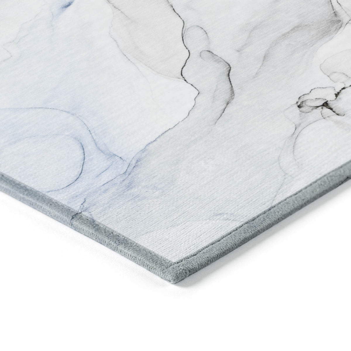 3' X 5' Ivory Blue and Gray Abstract Washable Non Skid Indoor Outdoor Area Rug W2B
