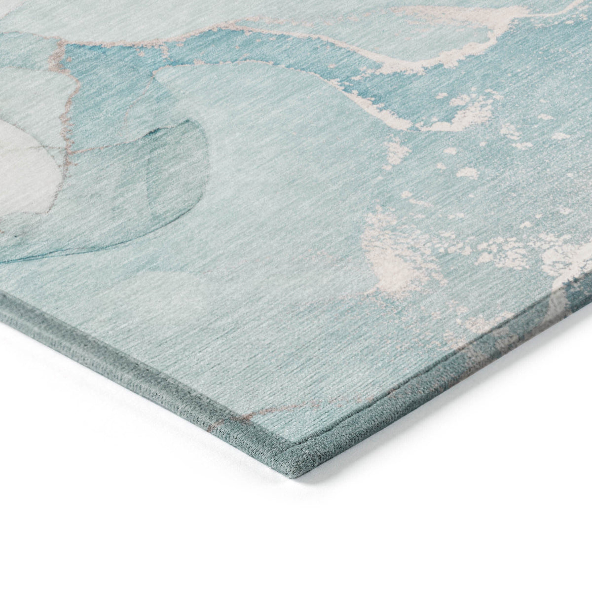 3' X 5' Teal Abstract Washable Non Skid Indoor Outdoor Area Rug W2B
