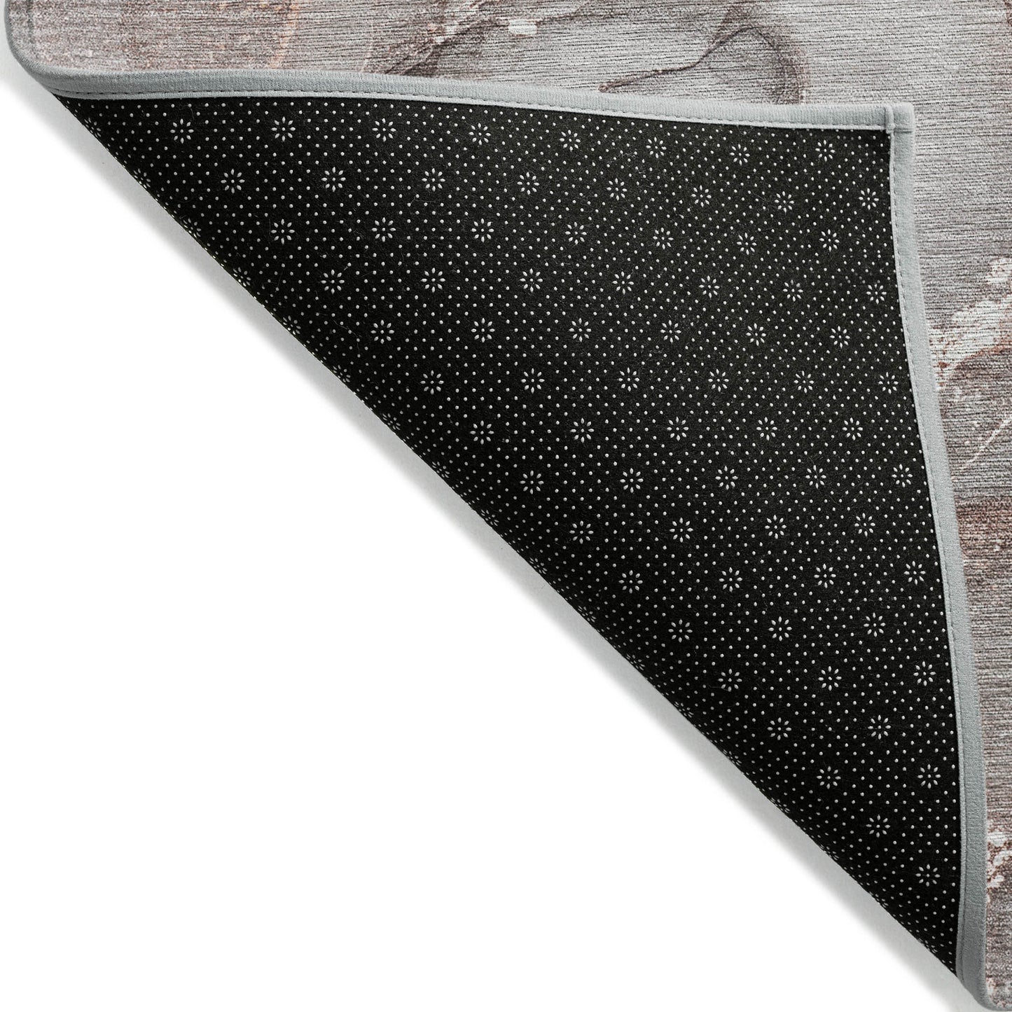 8' Runner Gray and Red Abstract Washable Non Skid Indoor Outdoor Runner Rug