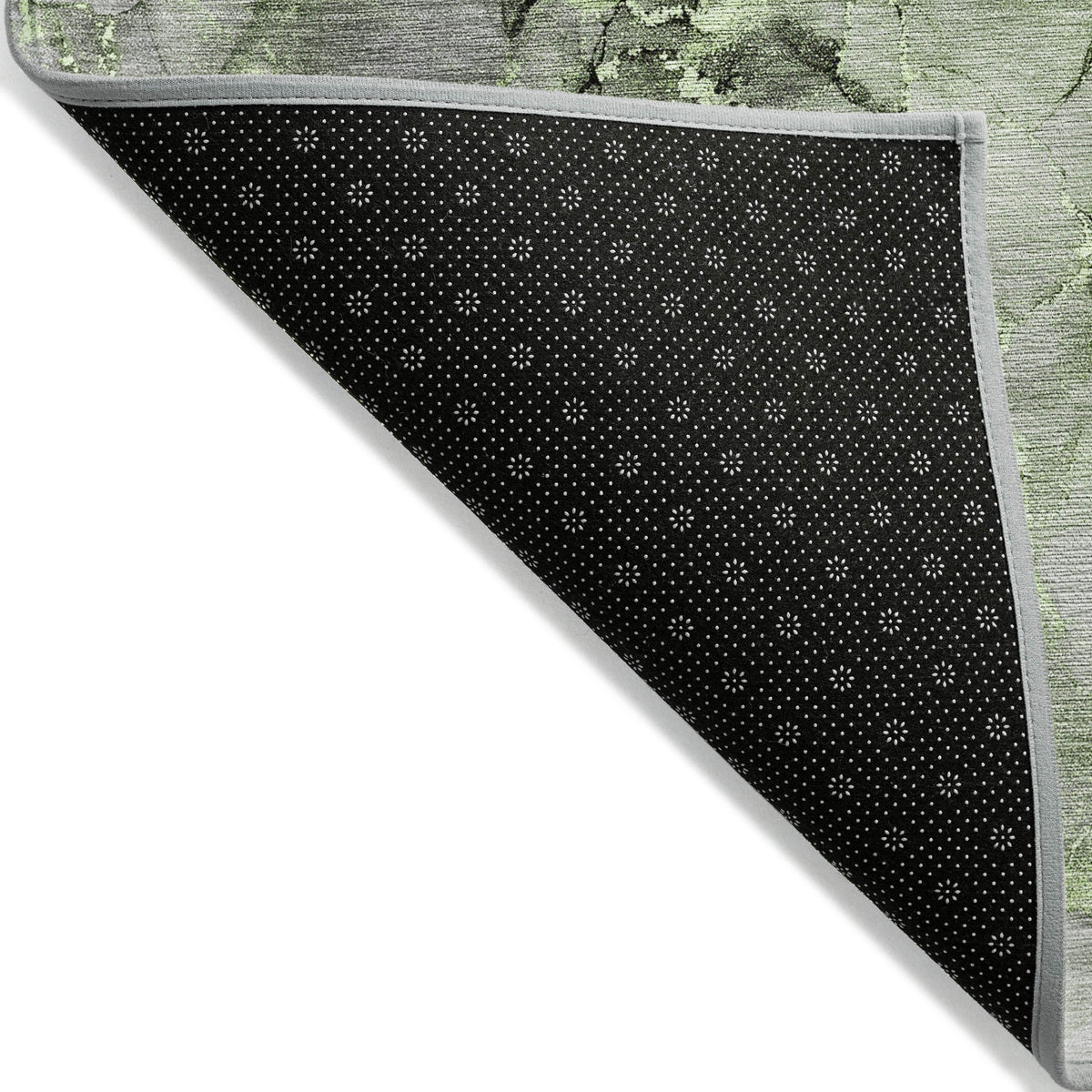 3' X 5' Green Abstract Washable Non Skid Indoor Outdoor Area Rug W2B