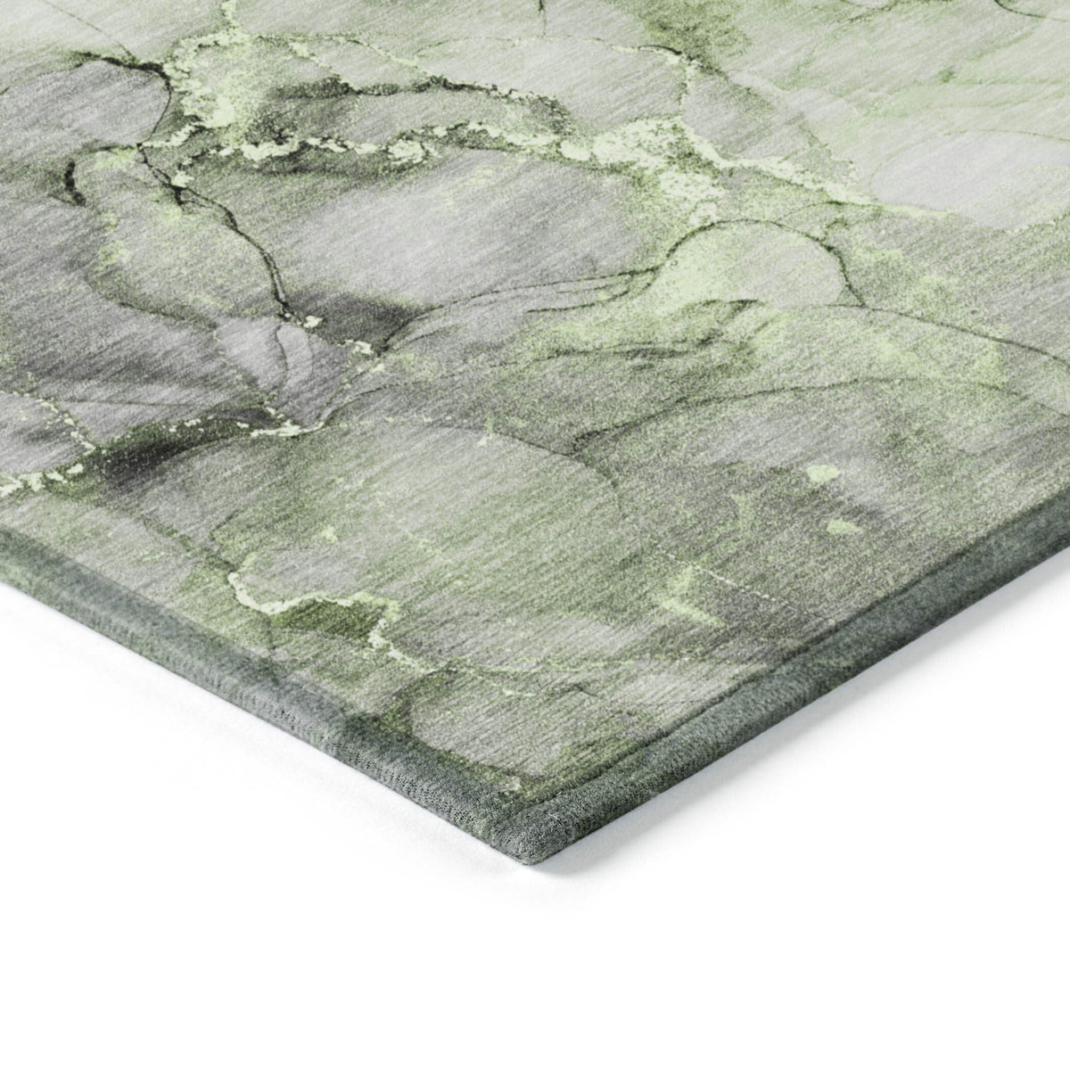 3' X 5' Green Abstract Washable Non Skid Indoor Outdoor Area Rug W2B