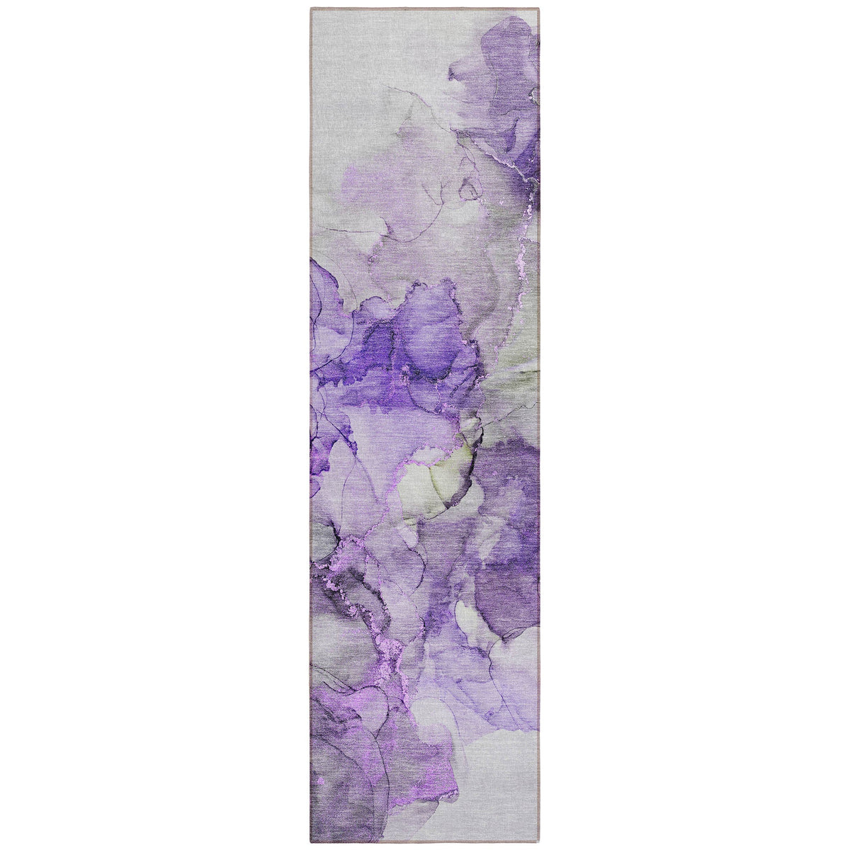 8' Runner Purple Abstract Washable Non Skid Indoor Outdoor Runner Rug W2B
