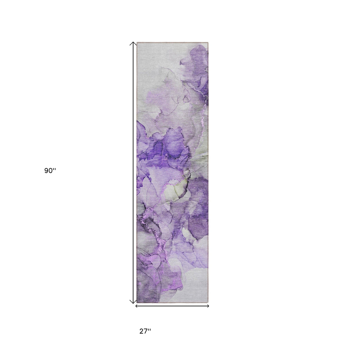 8' Runner Purple Abstract Washable Non Skid Indoor Outdoor Runner Rug W2B