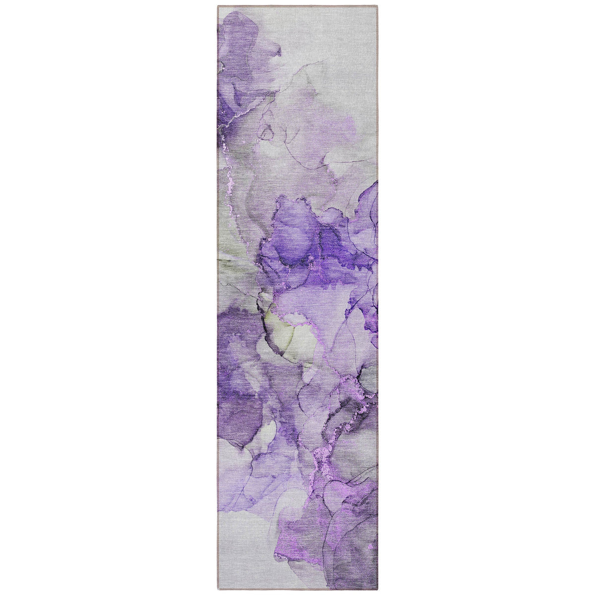 8' Runner Purple Abstract Washable Non Skid Indoor Outdoor Runner Rug W2B