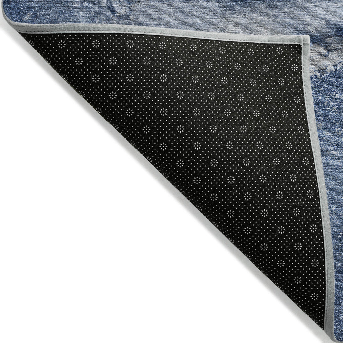 3' X 5' Navy Blue Abstract Washable Non Skid Indoor Outdoor Area Rug W2B