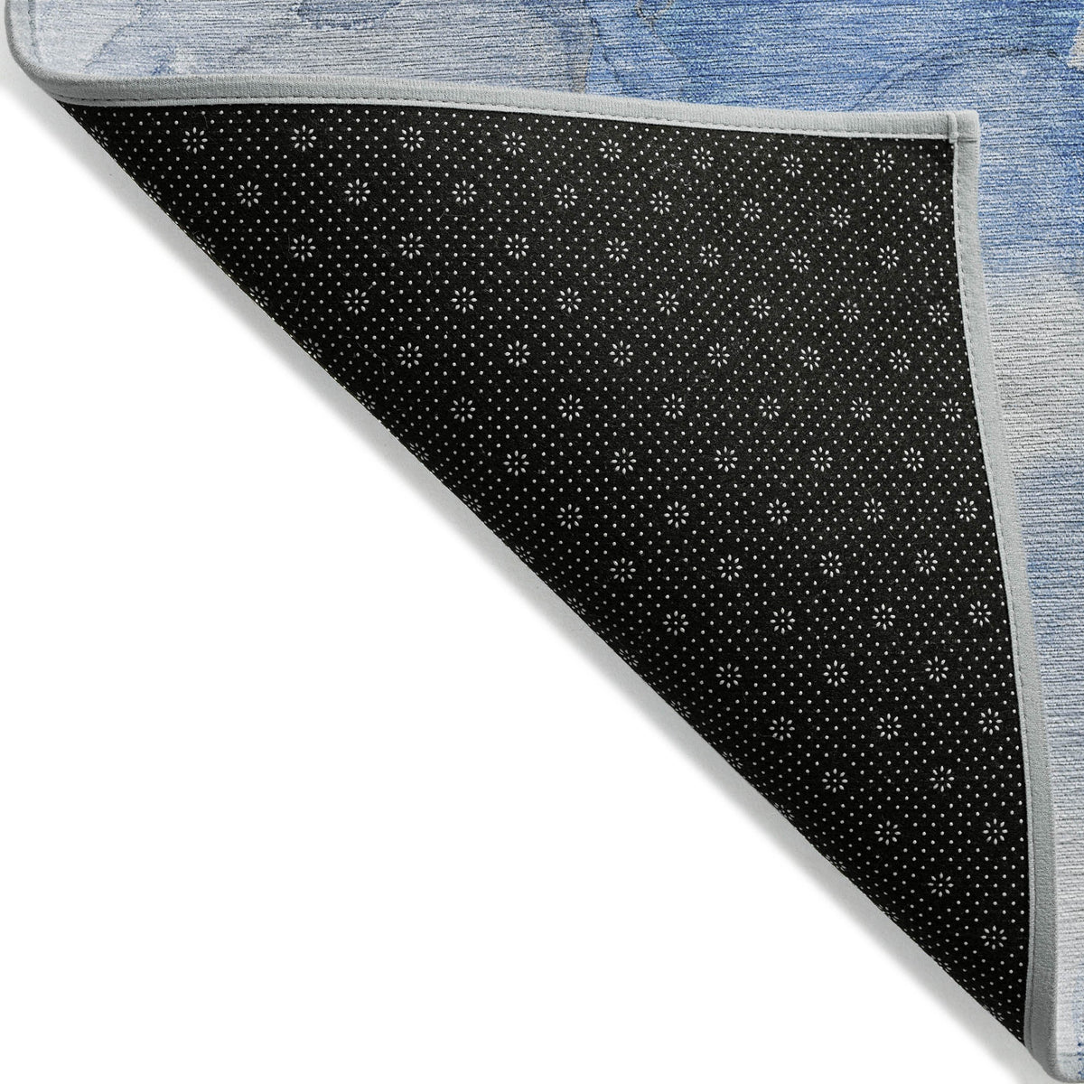 2' X 8' Navy Blue Abstract Washable Indoor Outdoor Runner Rug W2B