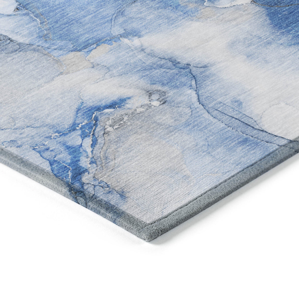 2' X 8' Navy Blue Abstract Washable Indoor Outdoor Runner Rug W2B
