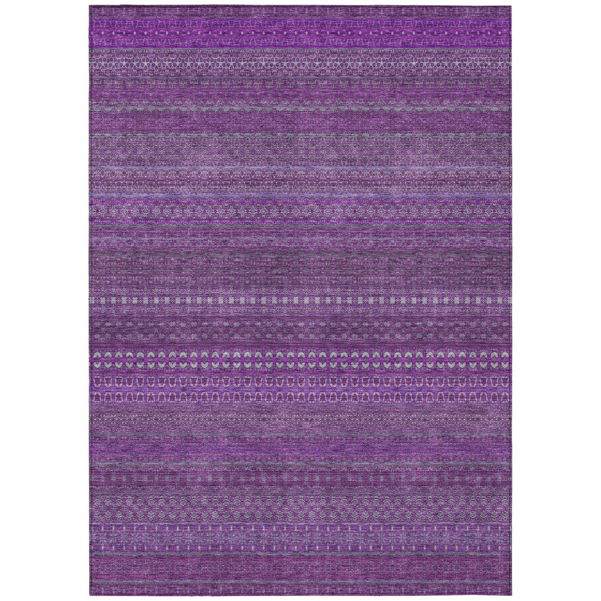 3' X 5' Eggplant Striped Washable Non Skid Indoor Outdoor Area Rug W2B