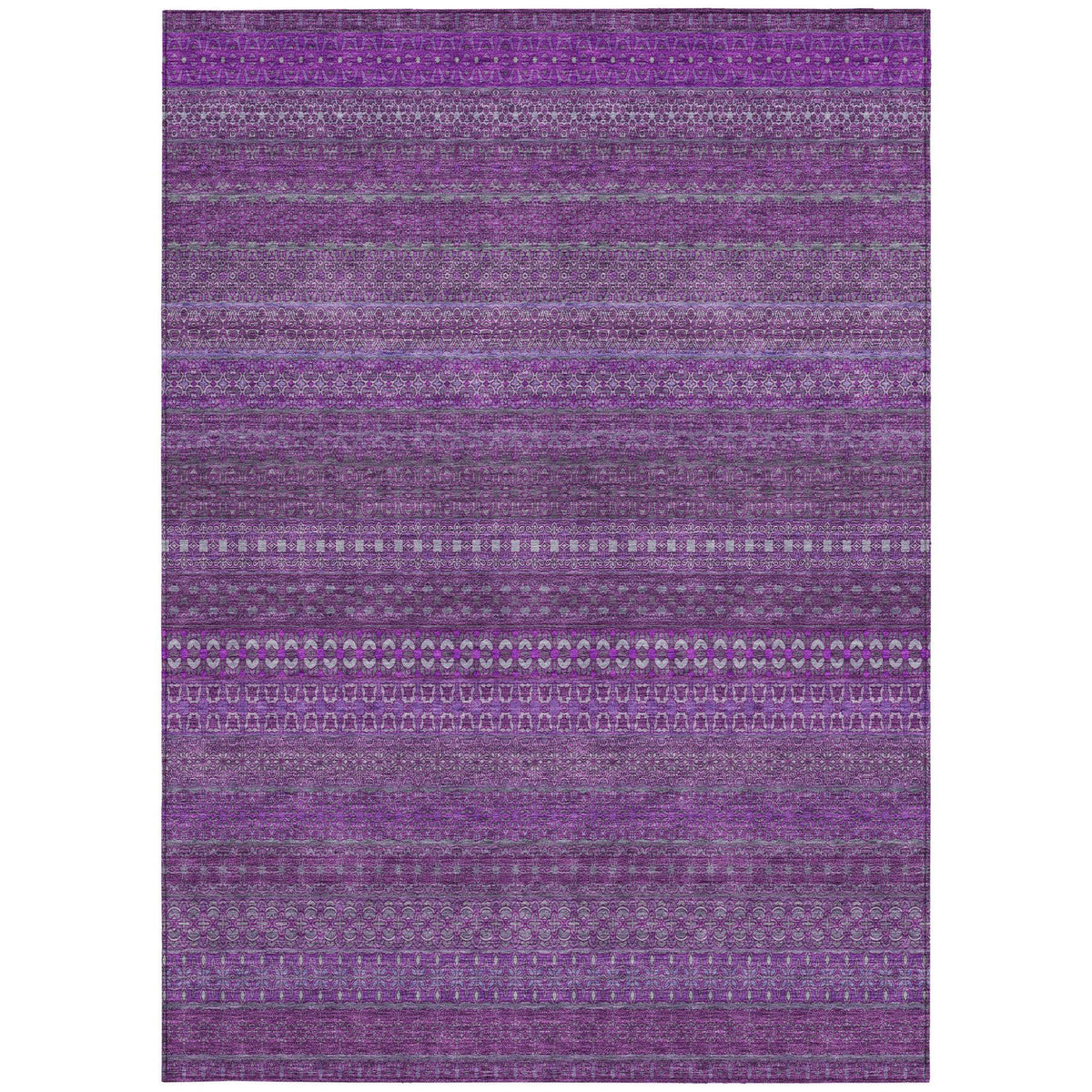 3' X 5' Eggplant Striped Washable Non Skid Indoor Outdoor Area Rug W2B