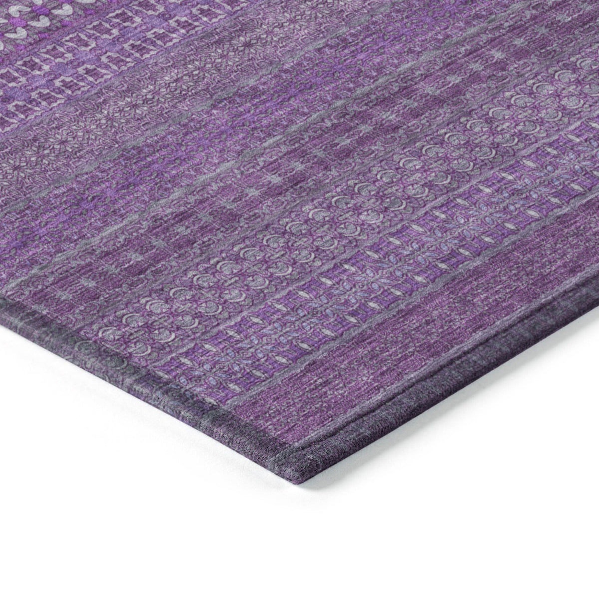 3' X 5' Eggplant Striped Washable Non Skid Indoor Outdoor Area Rug W2B