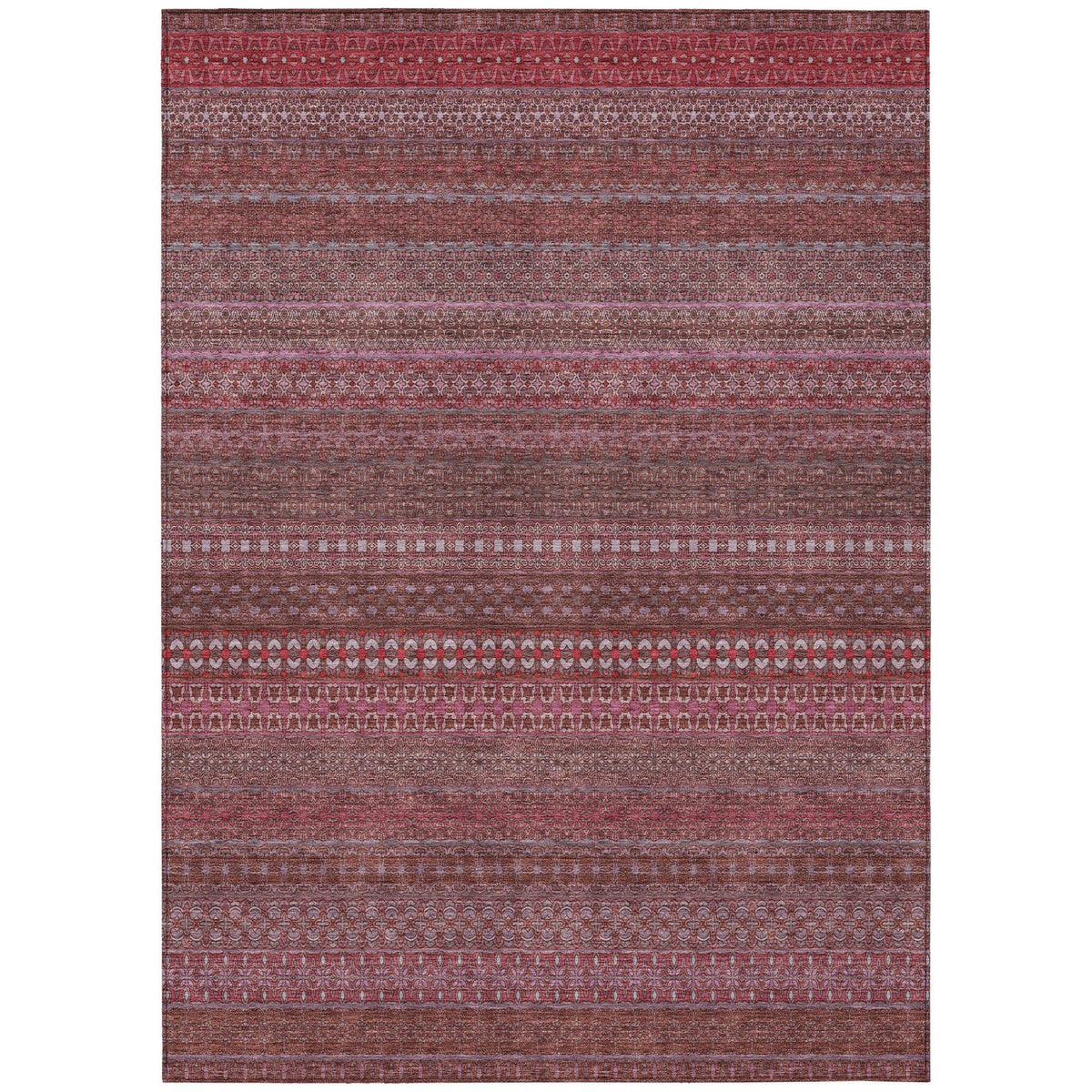 3' X 5' Merlot Striped Washable Non Skid Indoor Outdoor Area Rug W2B