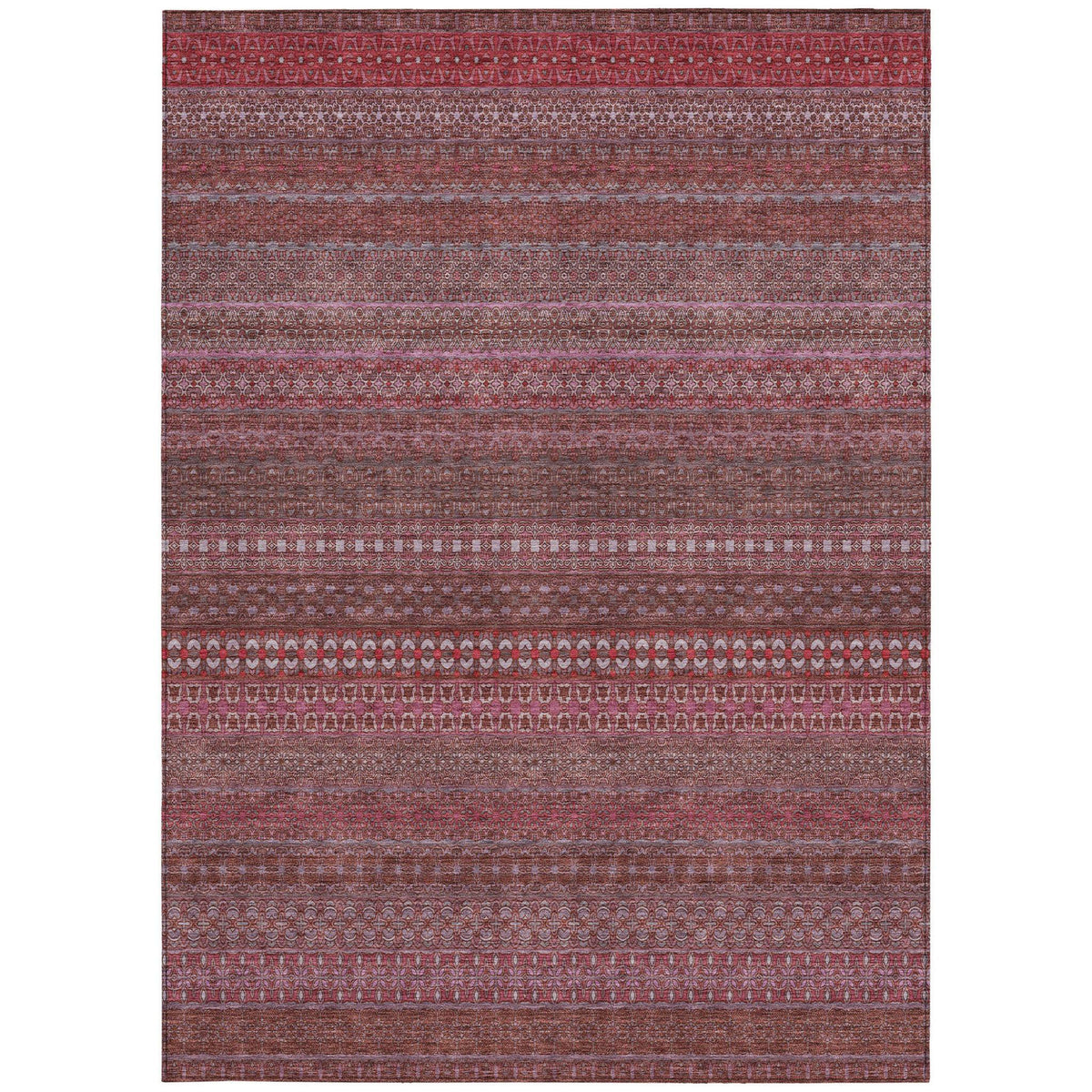 3' X 5' Merlot Striped Washable Non Skid Indoor Outdoor Area Rug W2B