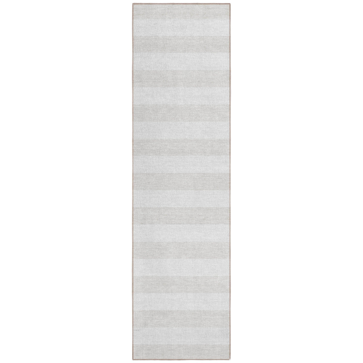 2' X 8' Ivory Striped Washable Indoor Outdoor Runner Rug W2B