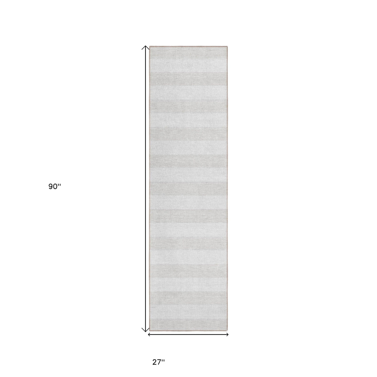 2' X 8' Ivory Striped Washable Indoor Outdoor Runner Rug W2B