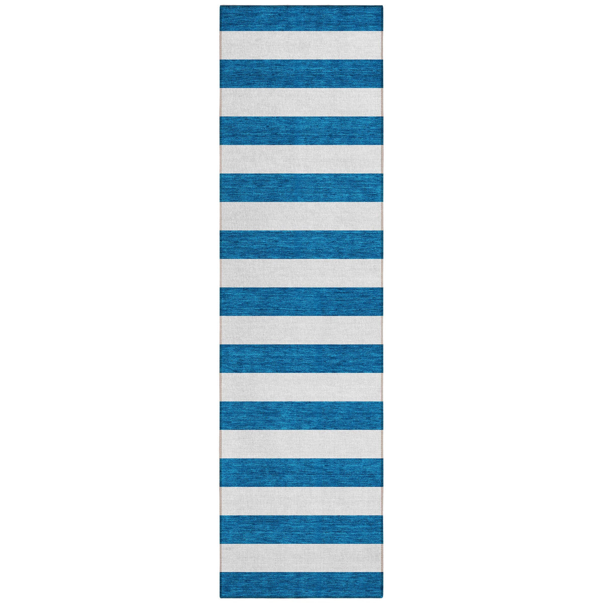 8' Runner Navy Blue Striped Washable Non Skid Indoor Outdoor Runner Rug W2B