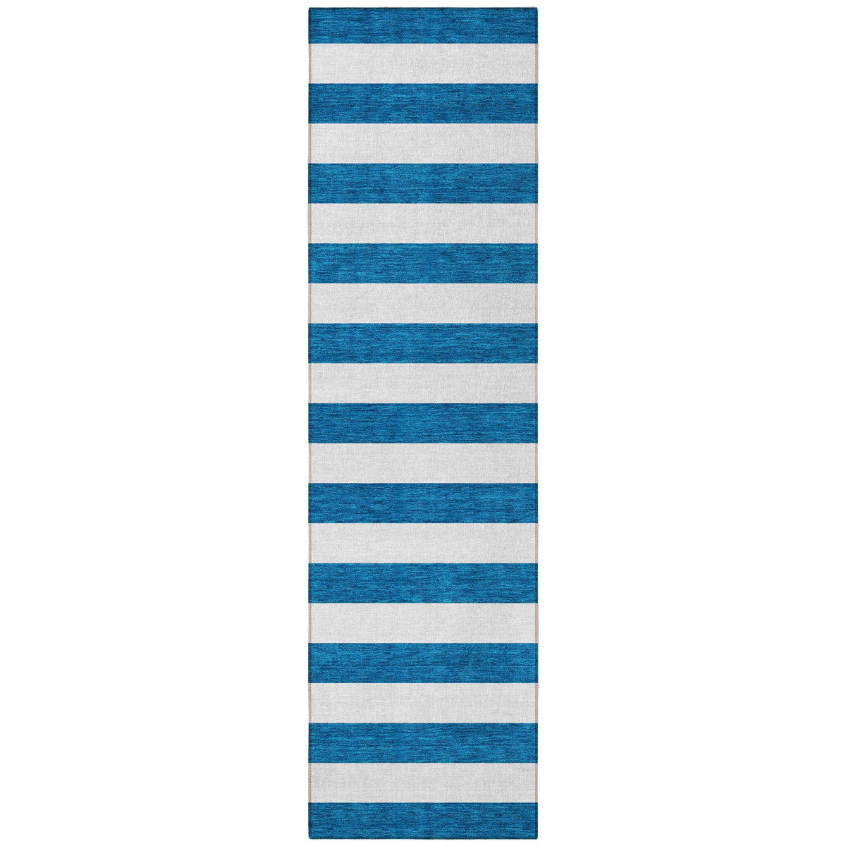 8' Runner Navy Blue Striped Washable Non Skid Indoor Outdoor Runner Rug W2B