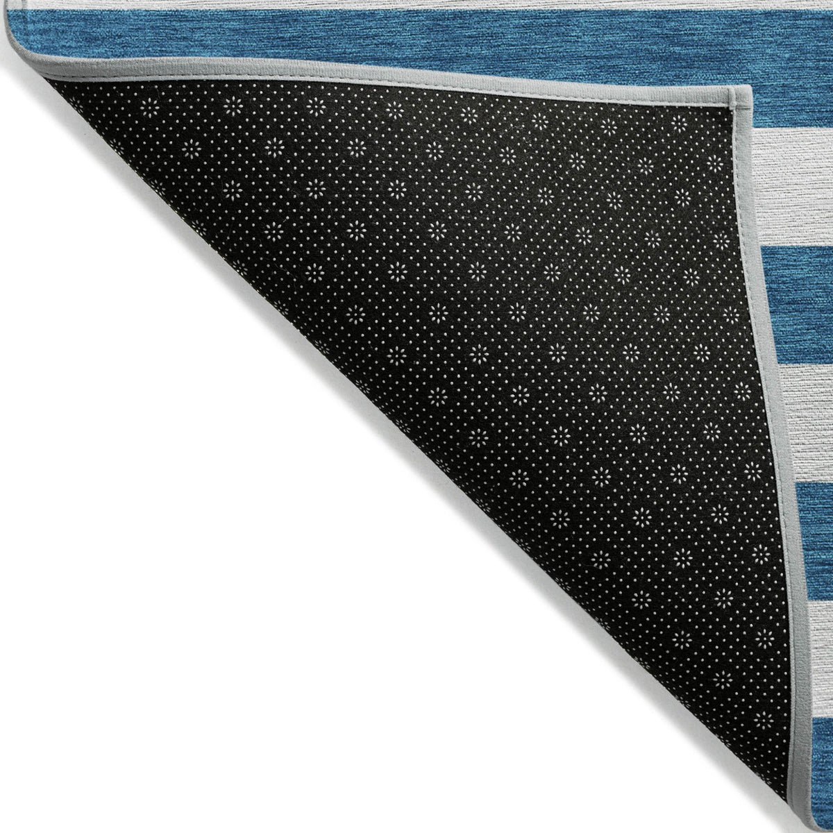 8' Runner Navy Blue Striped Washable Non Skid Indoor Outdoor Runner Rug W2B
