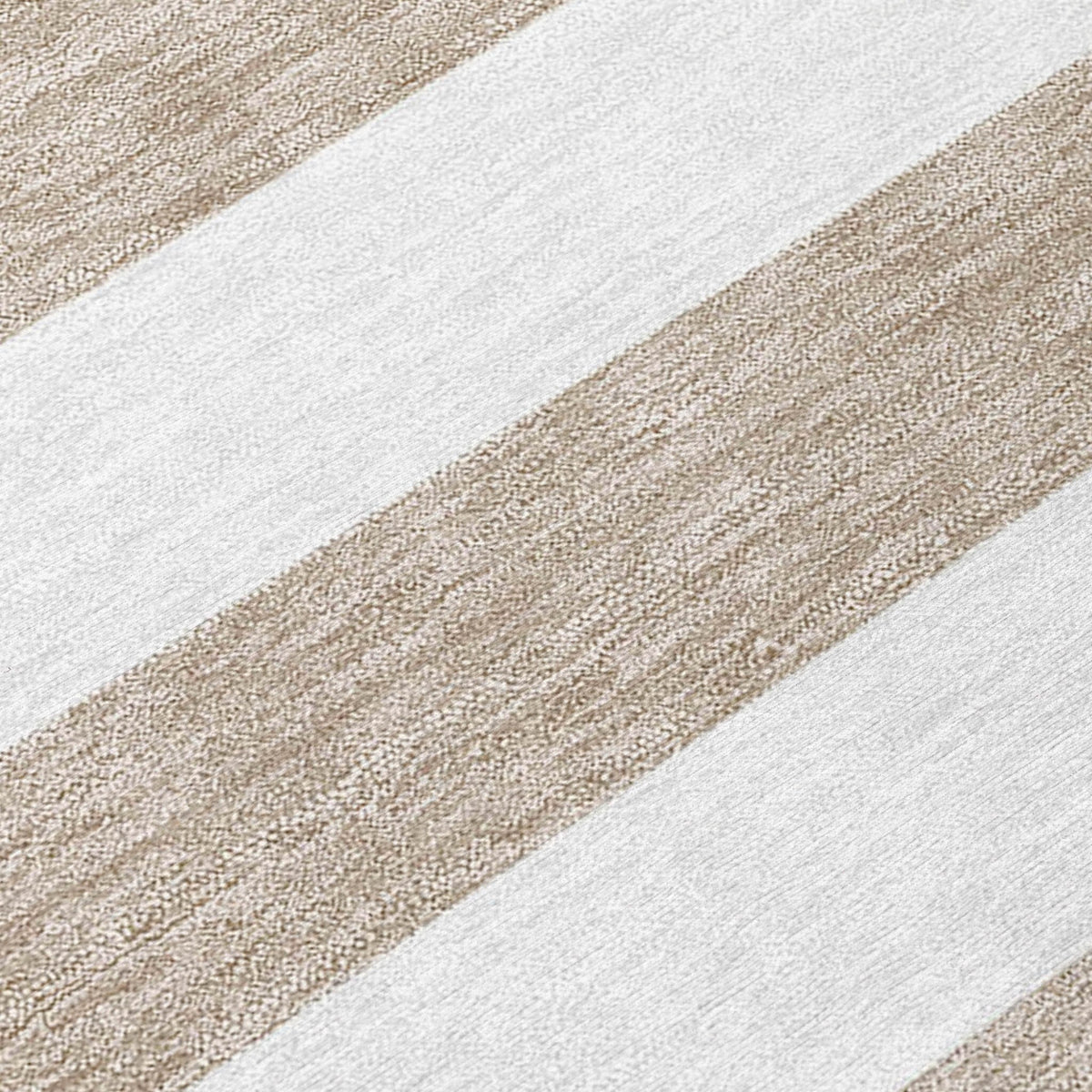 2' X 8' Taupe and White Striped Washable Indoor Outdoor Runner Rug W2B