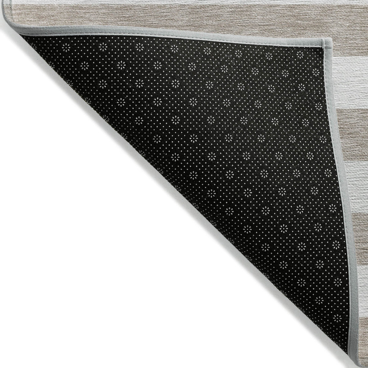 2' X 8' Taupe and White Striped Washable Indoor Outdoor Runner Rug W2B