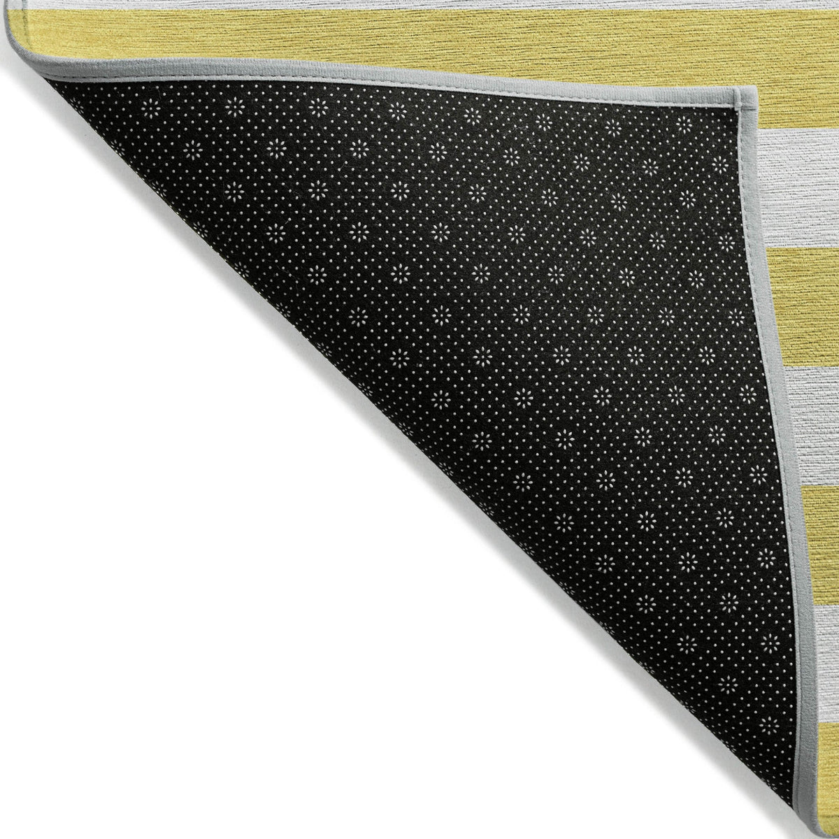 2' X 8' Yellow and White Striped Washable Indoor Outdoor Runner Rug W2B